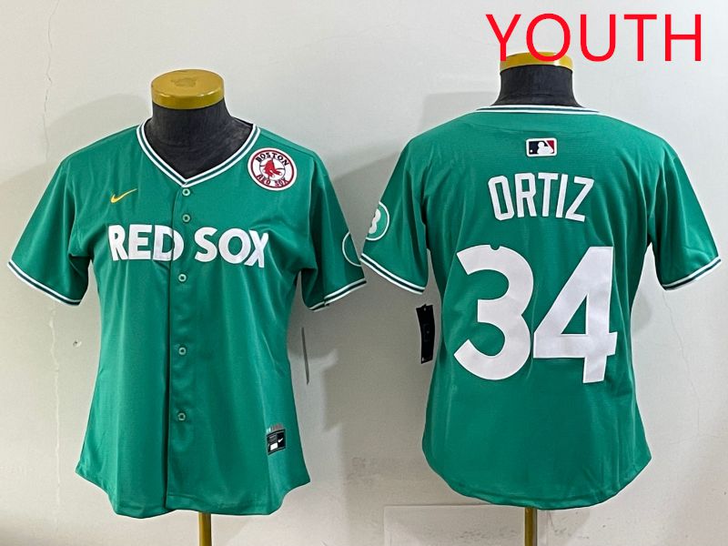 Youth 2025 Boston Red Sox #34 Ortiz Dark Green Joint Name Nike MLB Jersey style 9